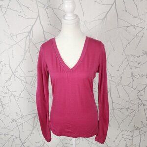 Segments Hot Pink 100% Merino Wool V-Neck Baselayer Long Sleeve